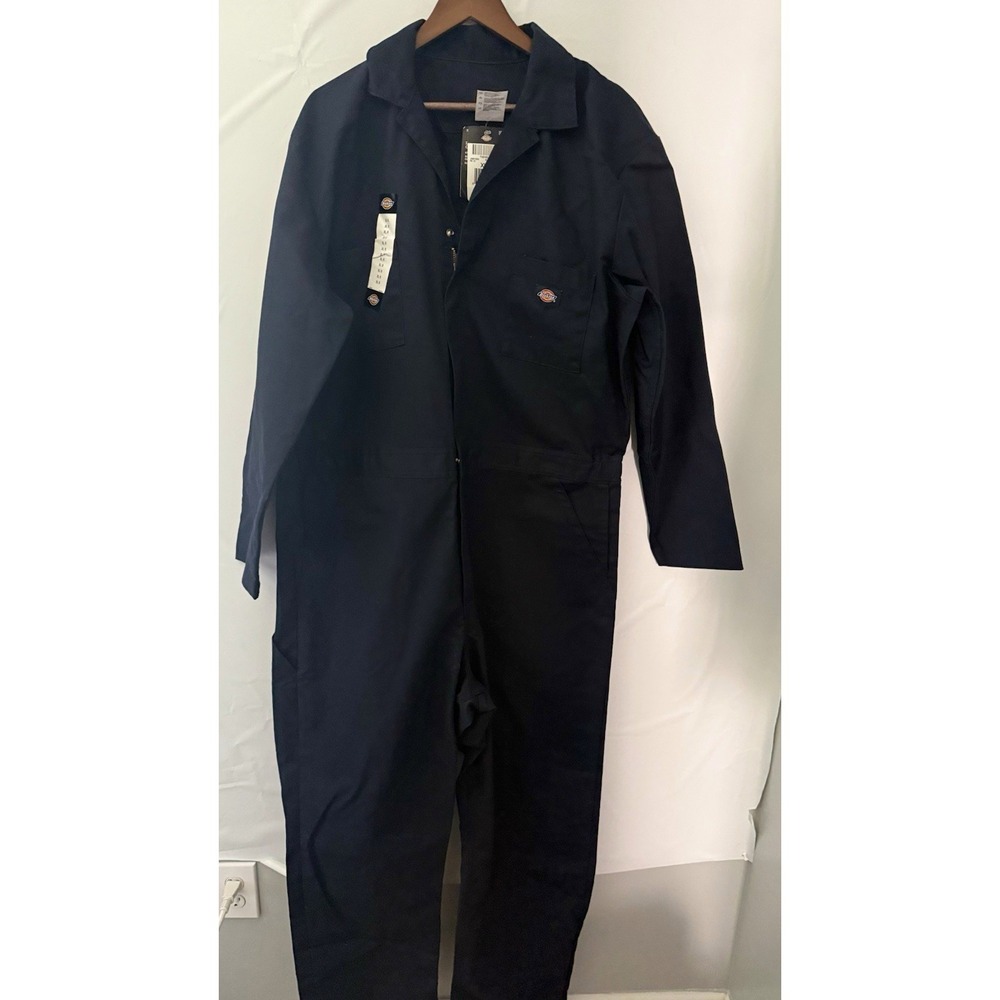 Dickies Long Sleeve Coverall Zipper Front Elastic Waist Navy Twill 48799DN